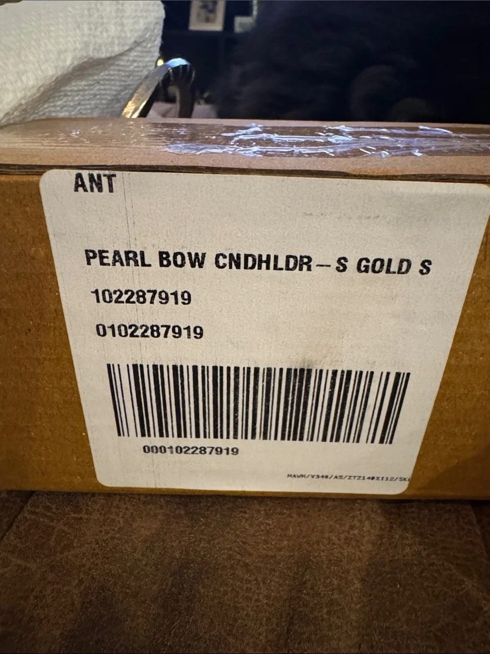 NEW Anthropologie Gold & Pearl Bow Candle Holder